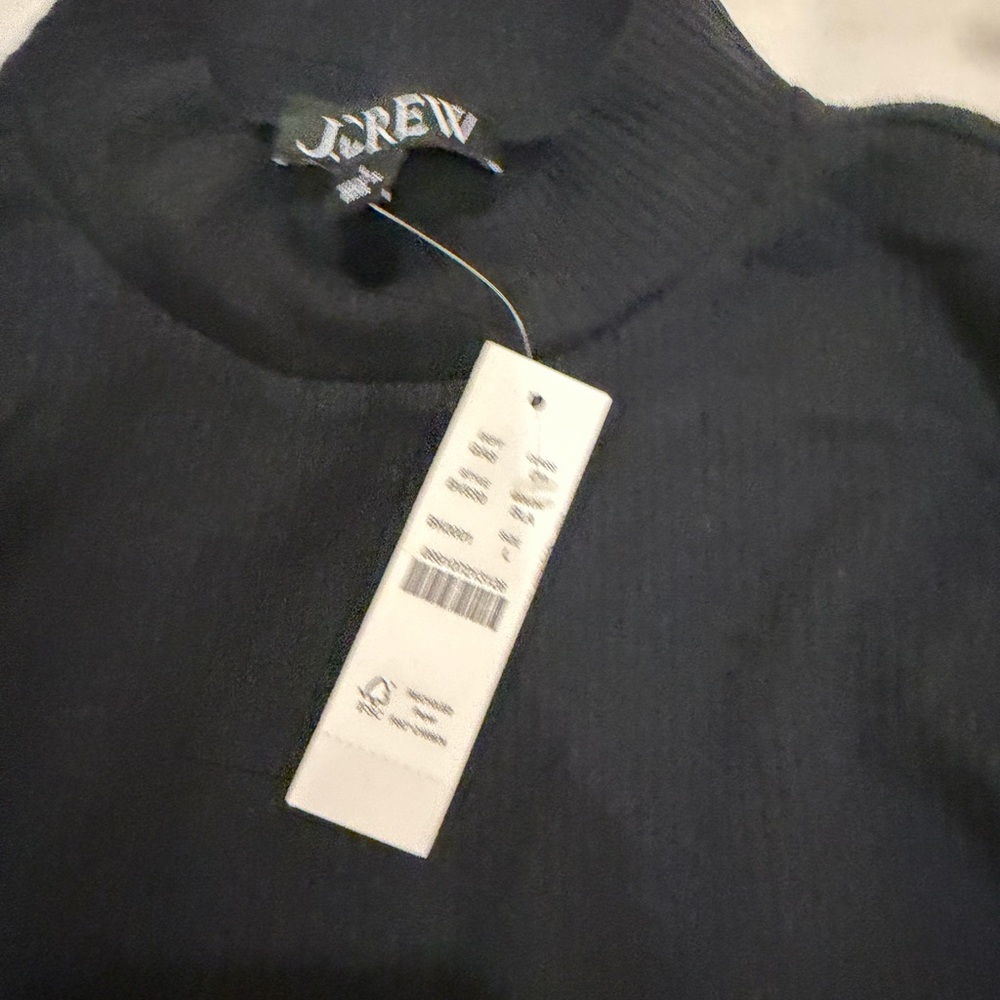J. Crew Classic Black Knit Long Sleeve Lace Rib - Picture 3 of 3